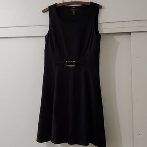 Black stretch dress with silver detail at waist